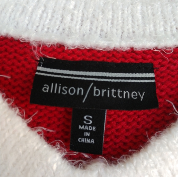 Allison Brittney 2pc Santa Knit Dress with Hat Faux Feathers Pom Poms Size Small - Picture 6 of 16